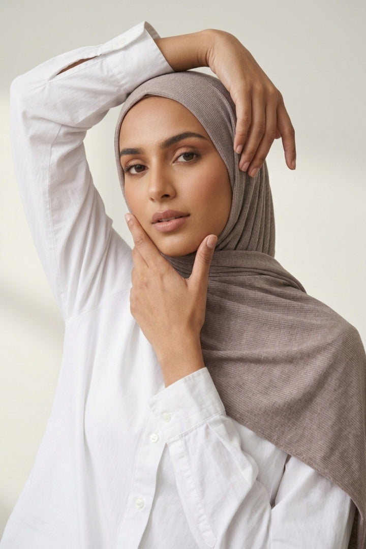 Textured Rib Jersey Hijab - Pale Lilac