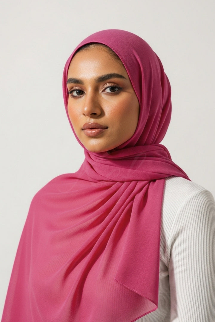 Georgette Hijab - Pansy Pink
