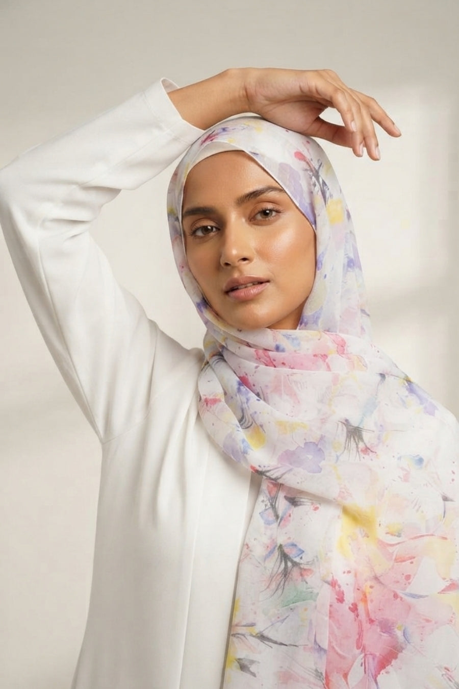Printed Viscose Modal Hijab - Pastel Bloom