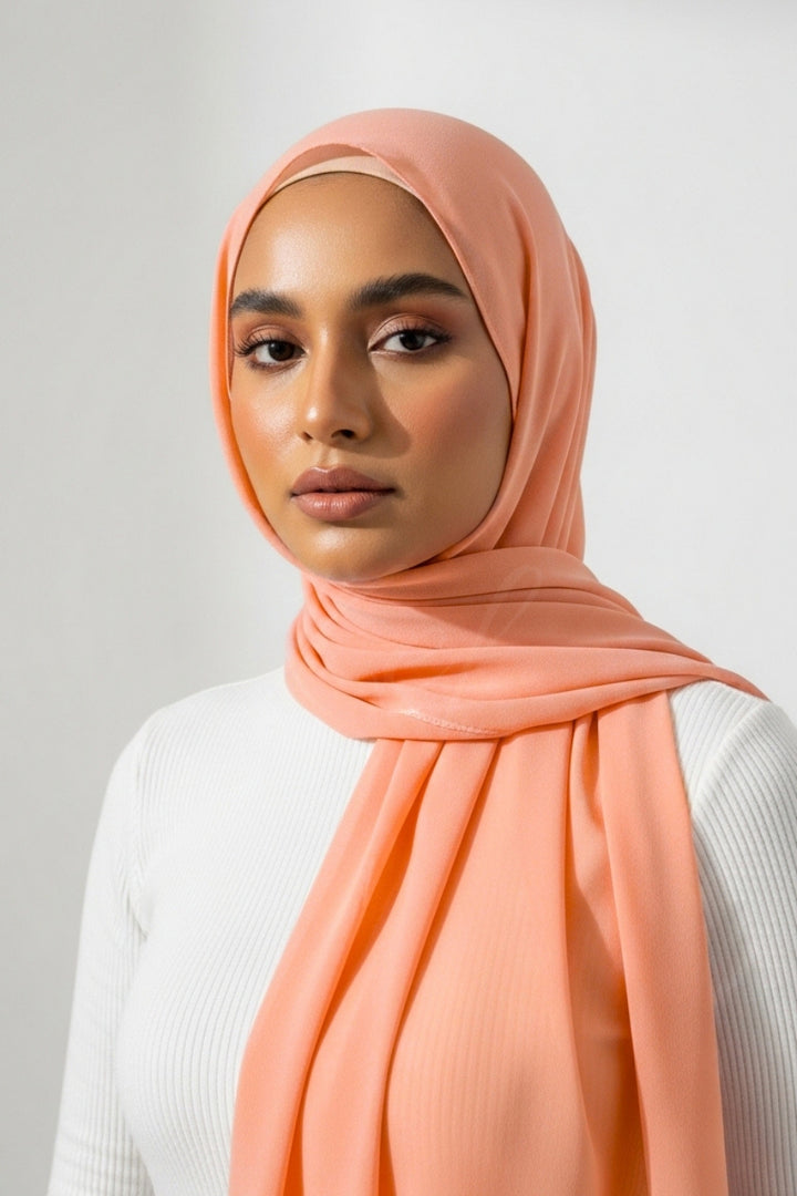 Georgette Hijab - Peach Pacific