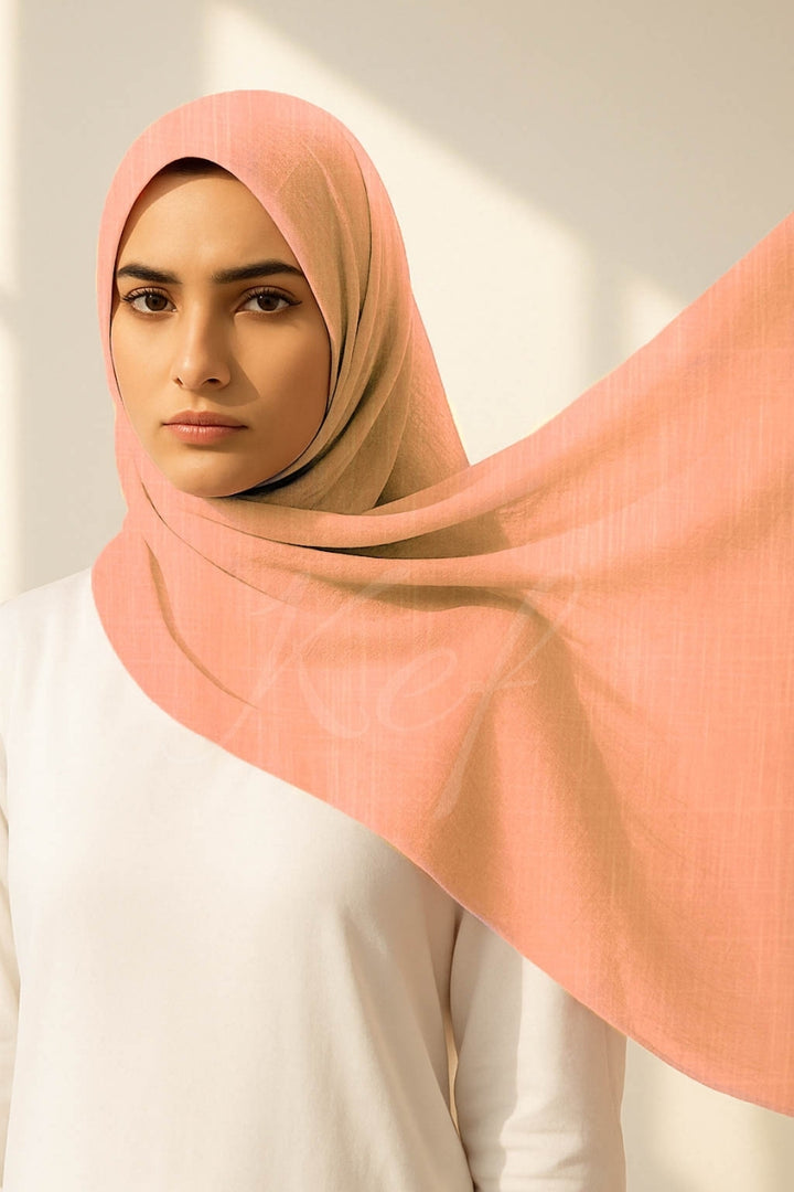Turkish Lawn Hijab - Peach Pacific