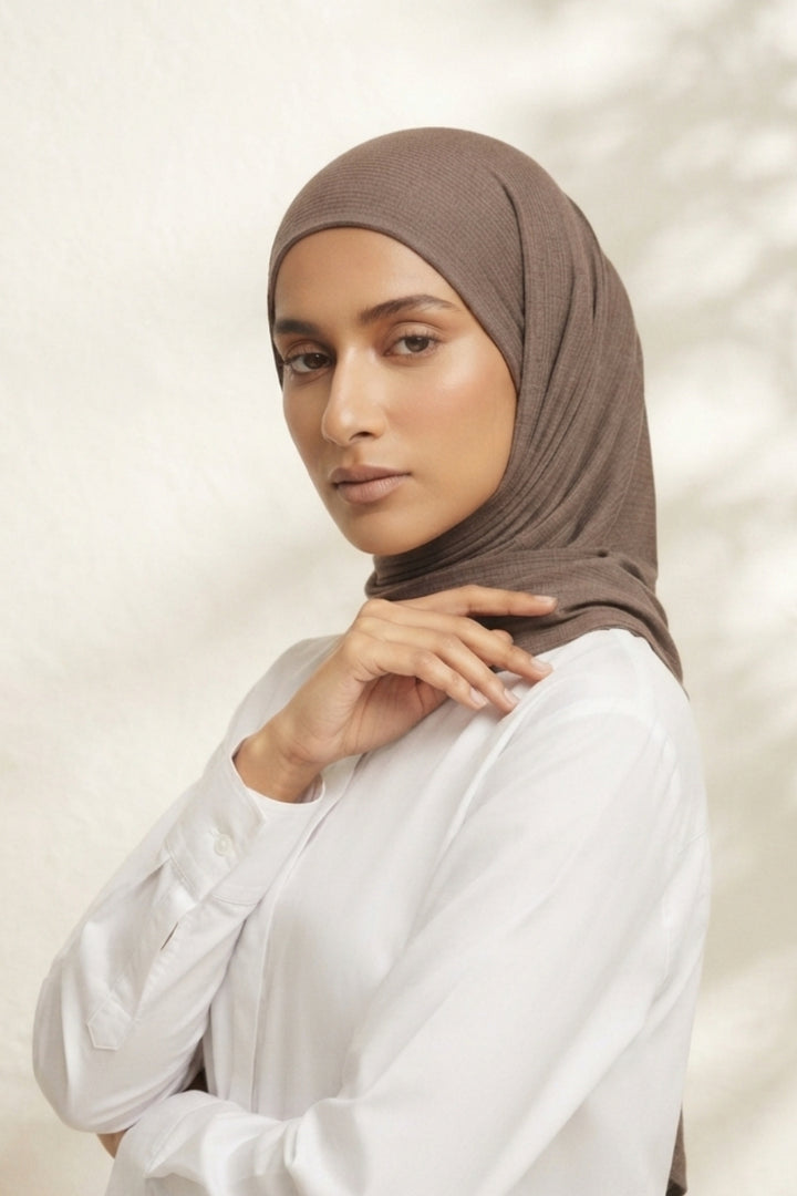 Ribbed Jersey Hijab - Peanut
