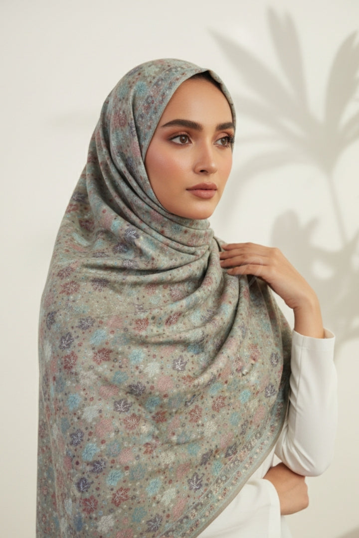 Printed Cashmere Classic Hijab - Petal Conopy