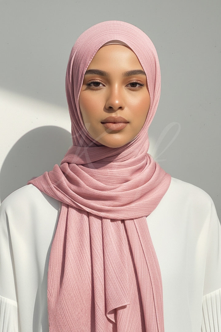 Crinkle Chiffon Hijab - Pink Mauve(Matte)
