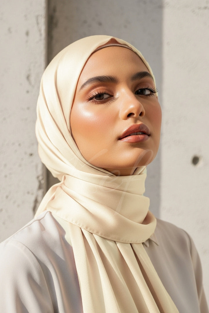Plain Silk Hijab - Platinum