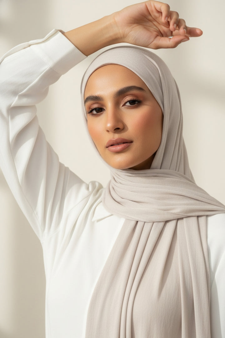 Soft Crumpled Lawn Hijab - Platinum