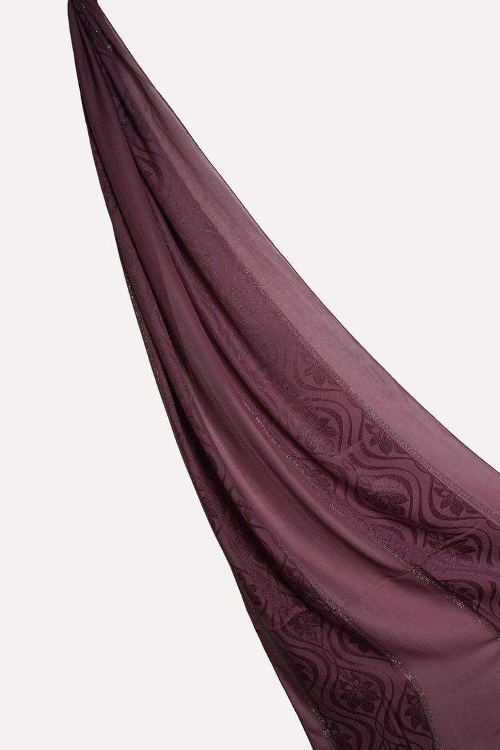 Striped Embroidery Chiffon - Plum