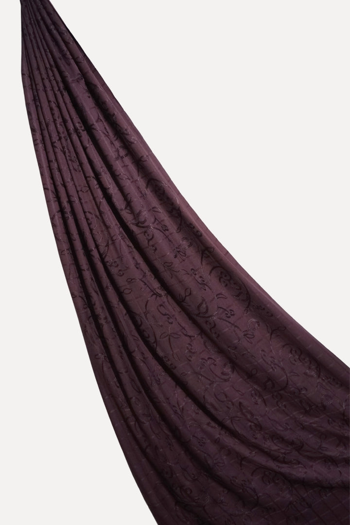 Checkered Embroidery Lawn - Plum