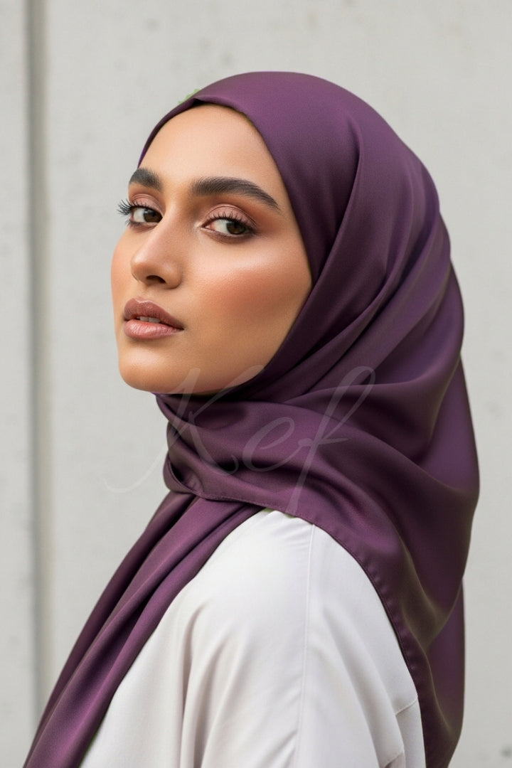 Plain Silk Hijab - Plum