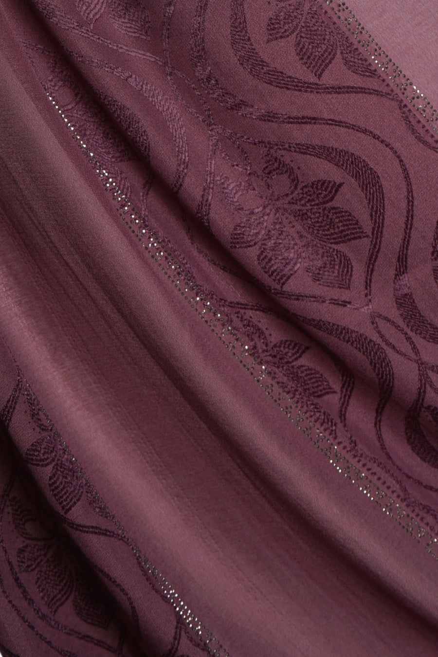 Striped Embroidery Chiffon - Plum