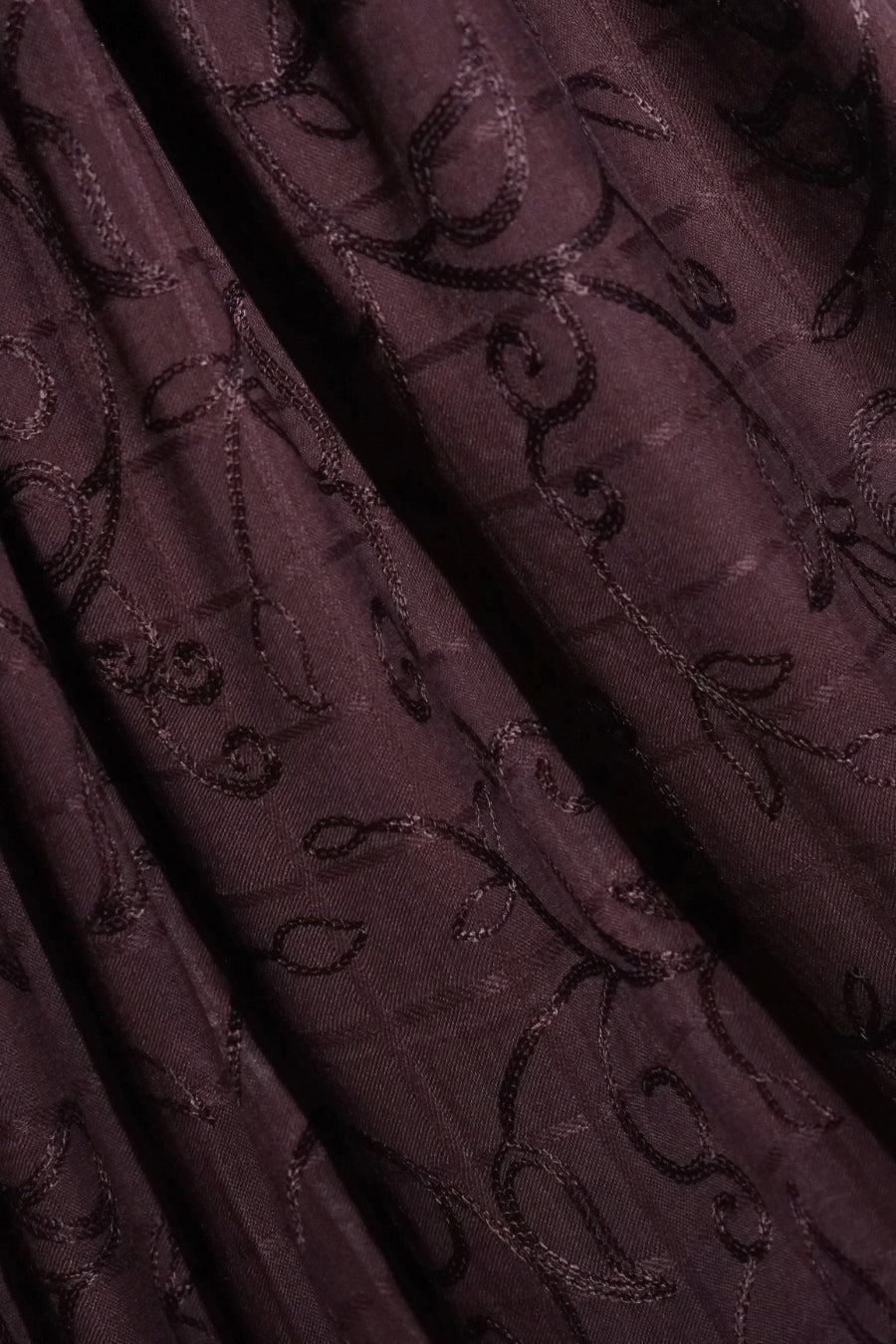 Checkered Embroidery Lawn - Plum