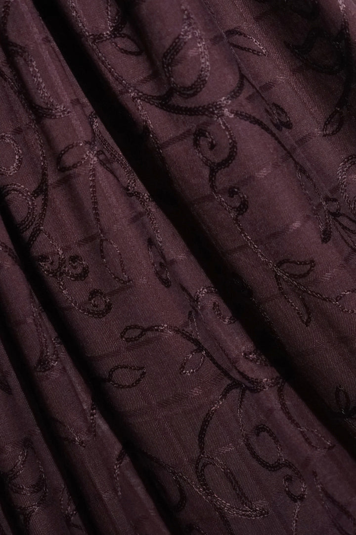 Checkered Embroidery Lawn - Plum