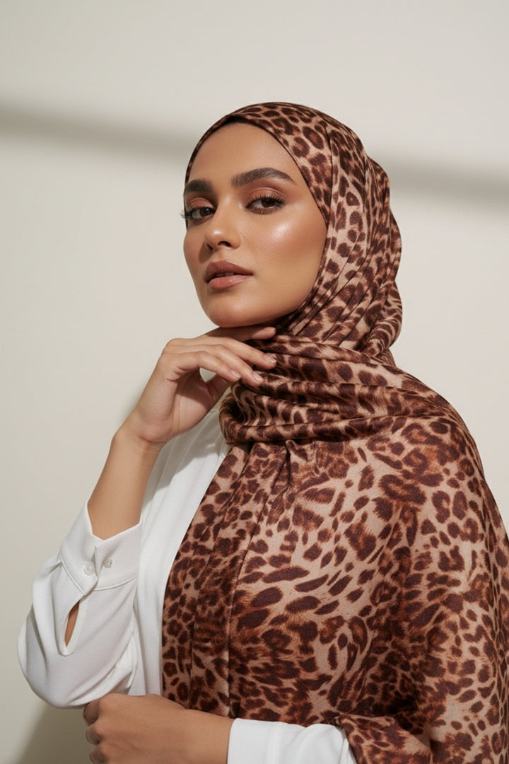 Printed Lawn Weave - Plum Leopard