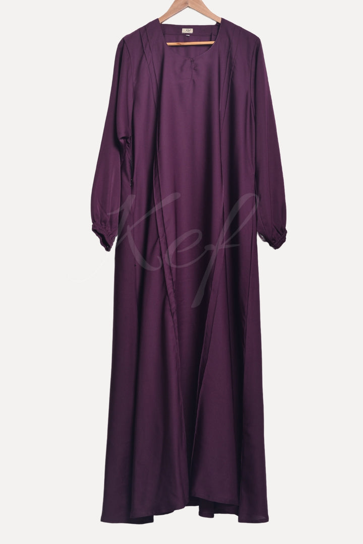 Plum Scrunch Sleeves Abaya