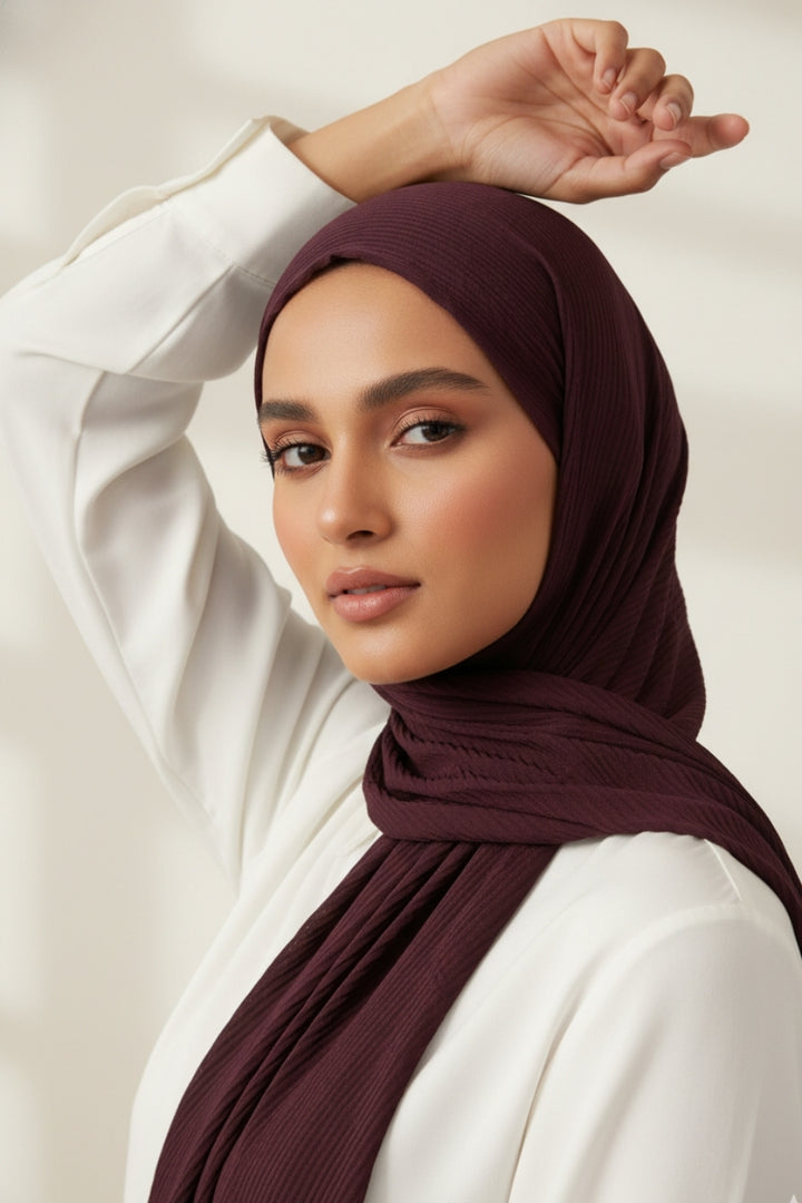 Crinkle Georgette Hijab - Plum