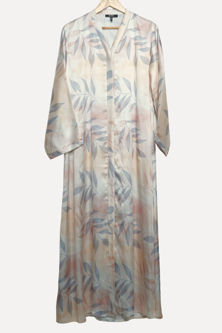 Printed Silk Ivory Abaya