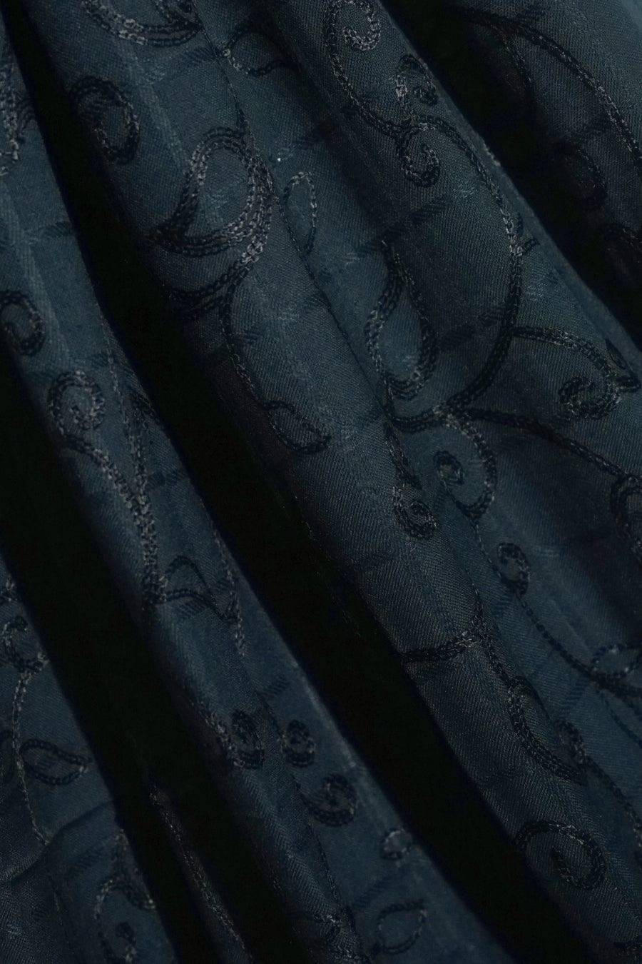 Checkered Embroidery Lawn - Prussian Blue