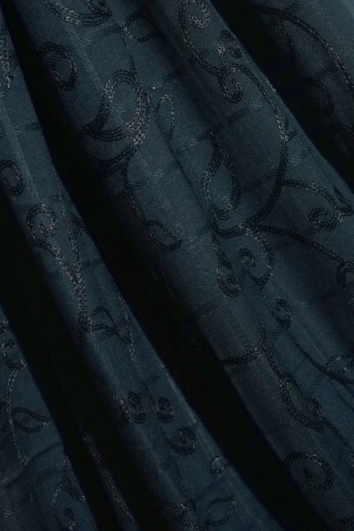 Checkered Embroidery Lawn - Prussian Blue