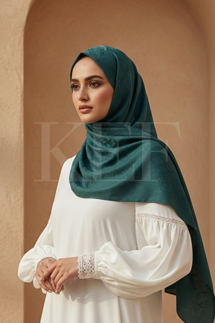 LV Cashmere Hijab -  Prussian Green