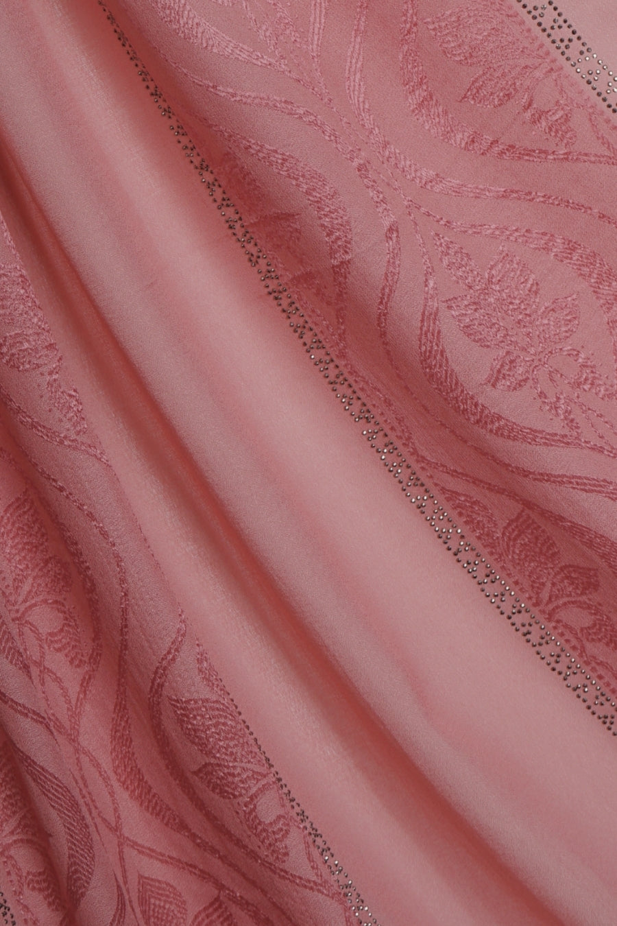 Striped Embroidery Chiffon - Punch