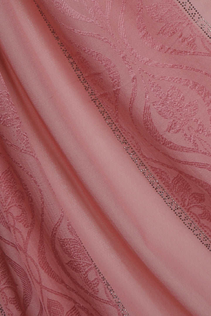 Striped Embroidery Chiffon - Punch