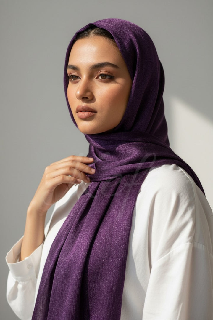 Crinkle Chiffon Hijab - Purple (Shimmer)