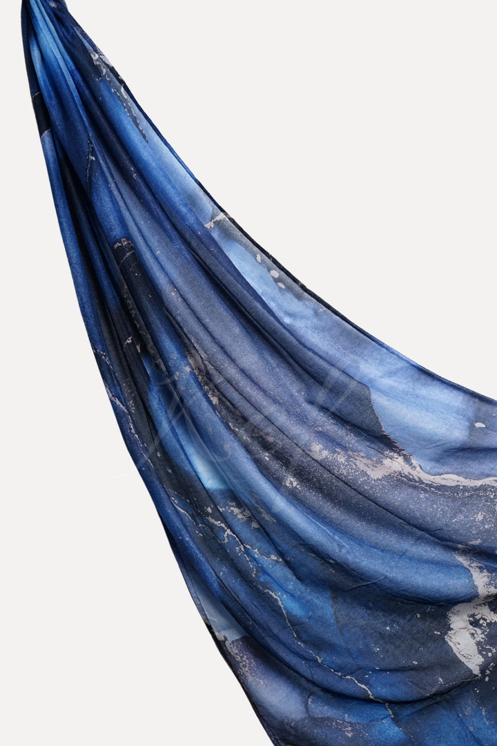 Printed Viscose Modal Hijab - Rainy Blue