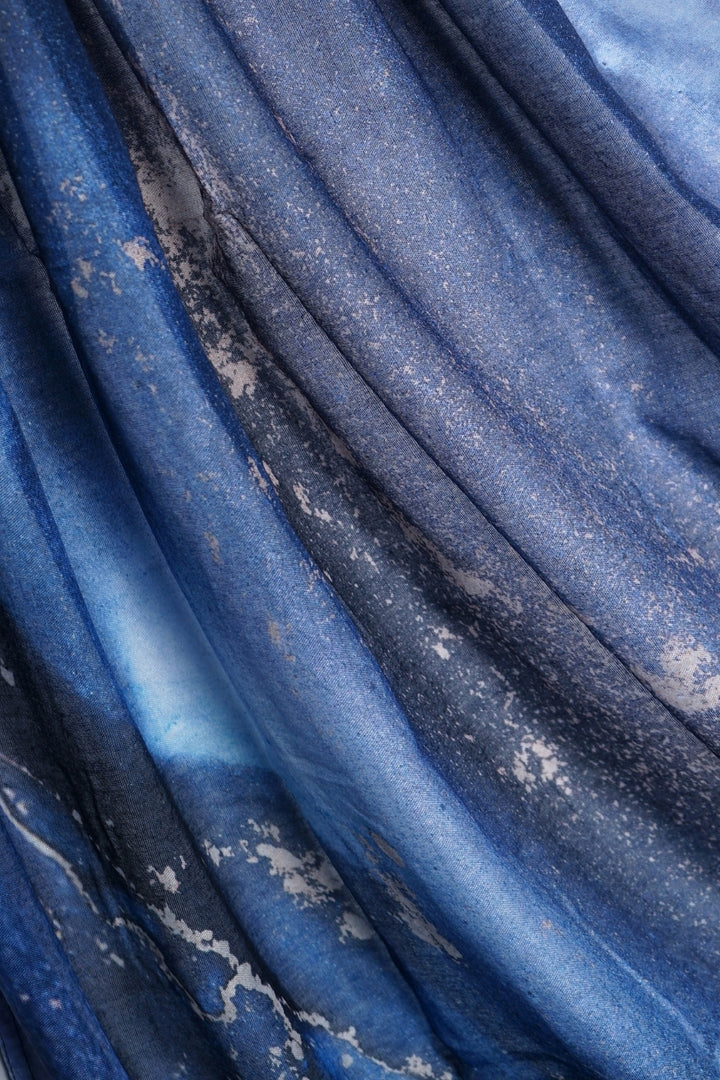 Printed Viscose Modal Hijab - Rainy Blue