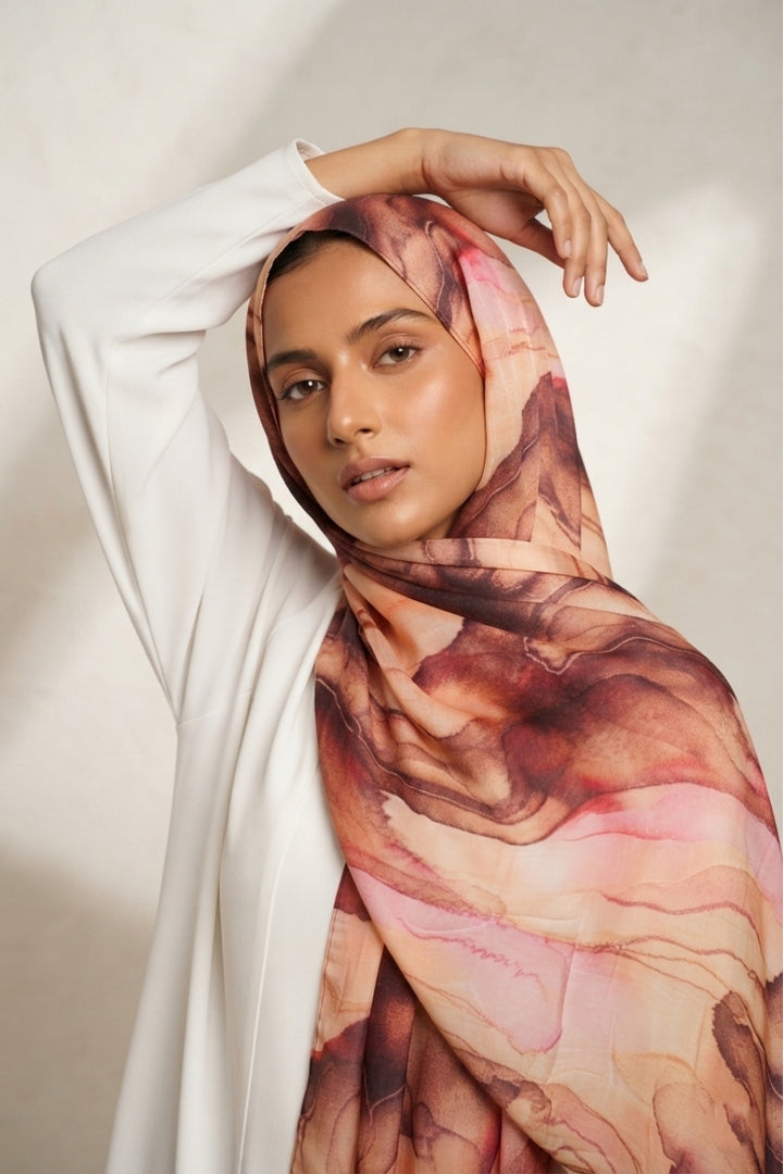 Printed Viscose Modal Hijab - Rose Canyon