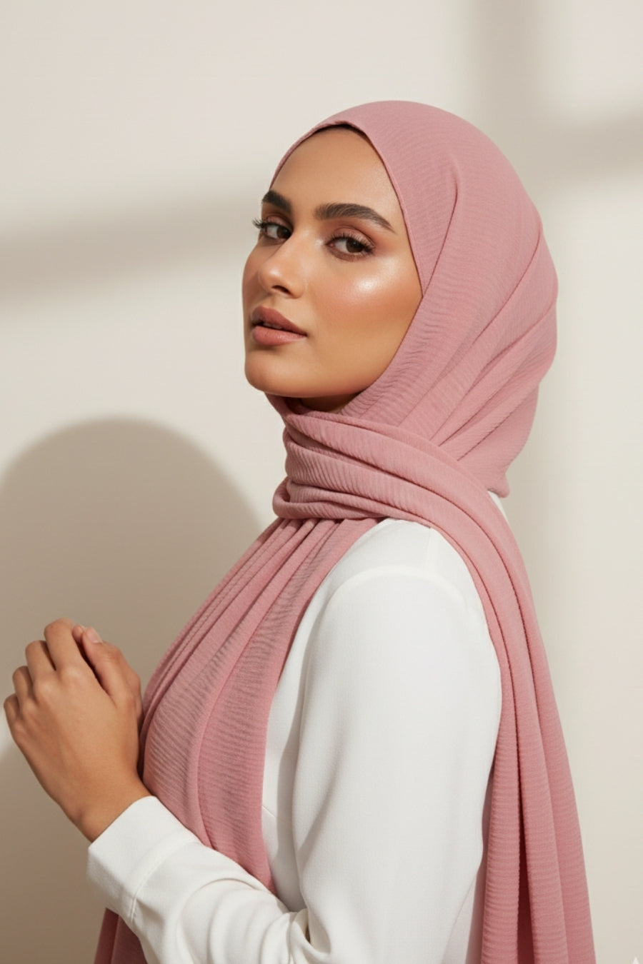 Crinkle Georgette Hijab - Rose