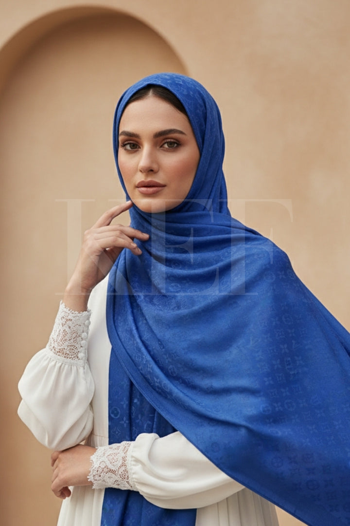 LV Cashmere Hijab -  Royal Blue