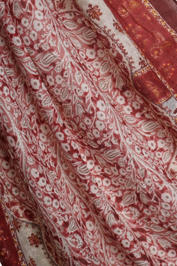 Printed Floral Lawn Hijab - Ruby Glow