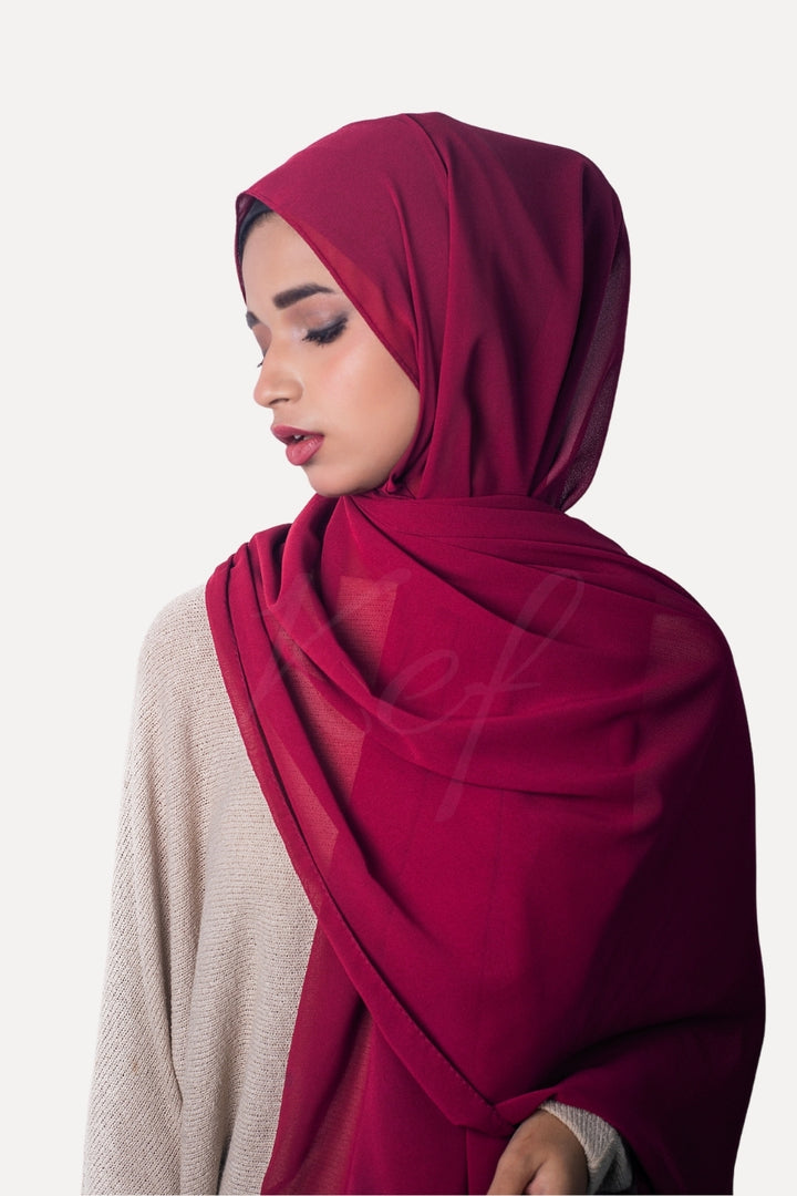 Georgette Hijab - Ruby Red