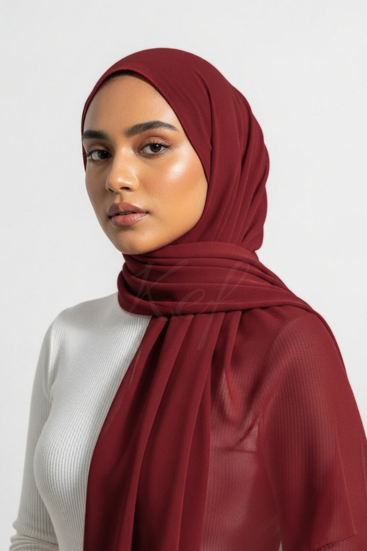 Georgette Hijab - Ruby Red