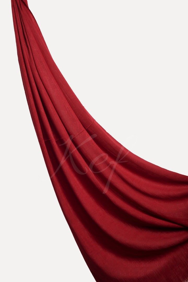 Monogram Turkish Lawn Hijab - Ruby Red