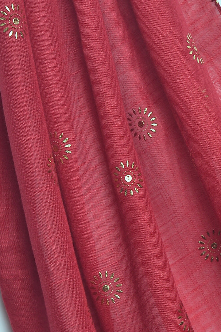 Flower Embossed Turkish Lawn - Ruby Red