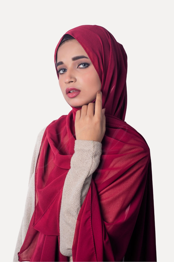 Georgette Hijab - Ruby Red