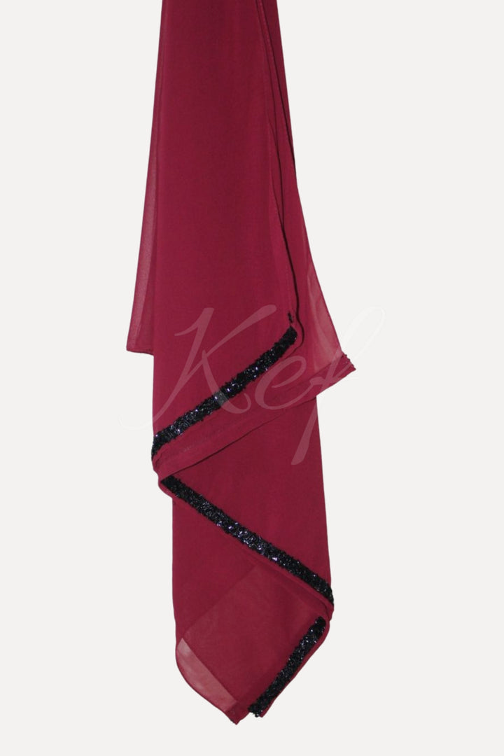 Lace Georgette Hijab - Ruby Red