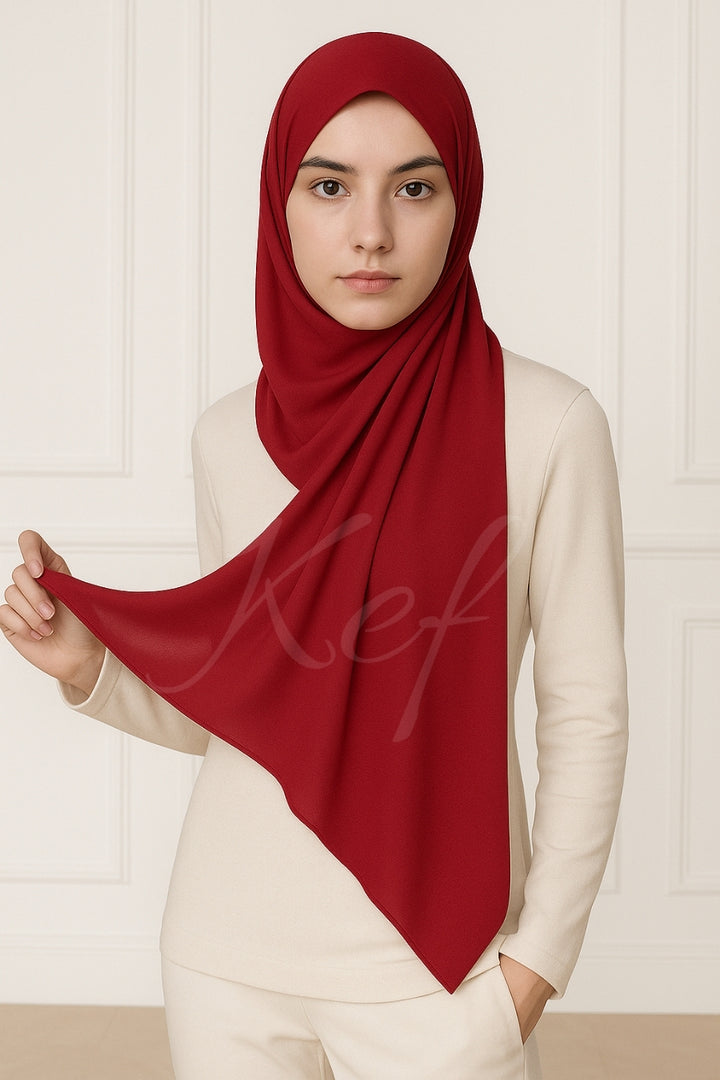 Georgette Hijab - Ruby Red