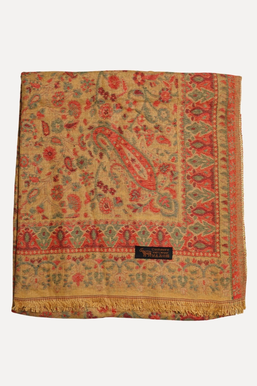 Printed Cashmere Shawl - Saffron Veil