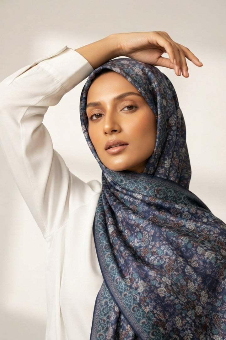 Printed Cashmere Legacy Hijab - Sapphire