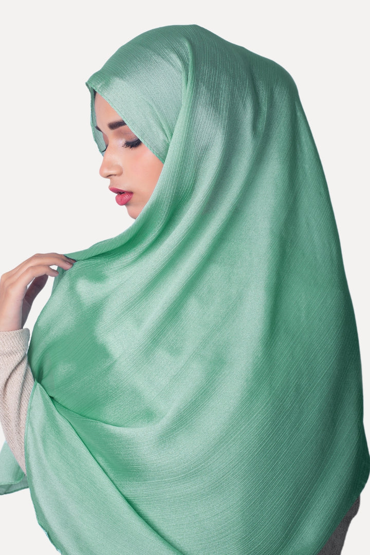 Crinkle Chiffon Hijab - Sea Green (Shimmer)