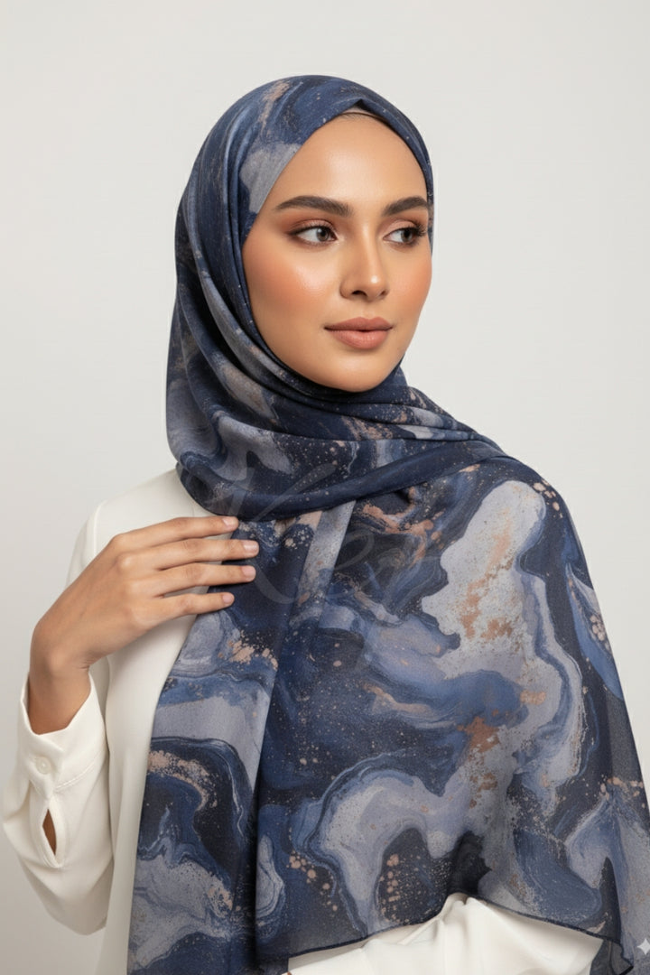 Printed Viscose Modal Hijab - Sea Sand
