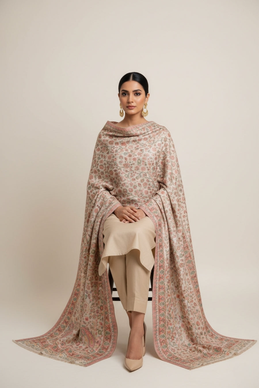 Printed Cashmere Shawl - Silken Frost