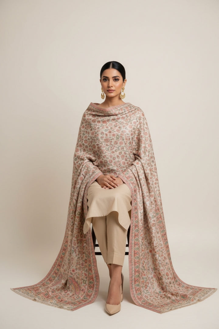 Printed Cashmere Shawl - Silken Frost