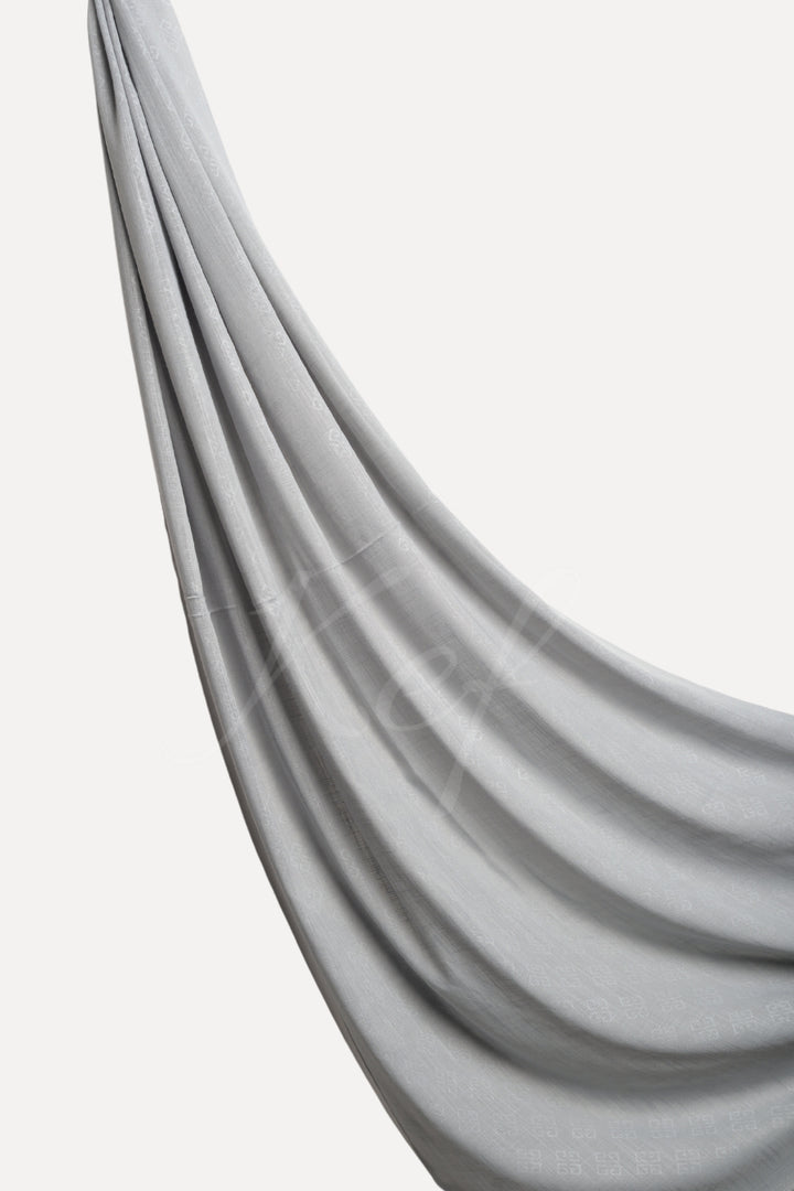 Monogram Turkish Lawn Hijab - Silver