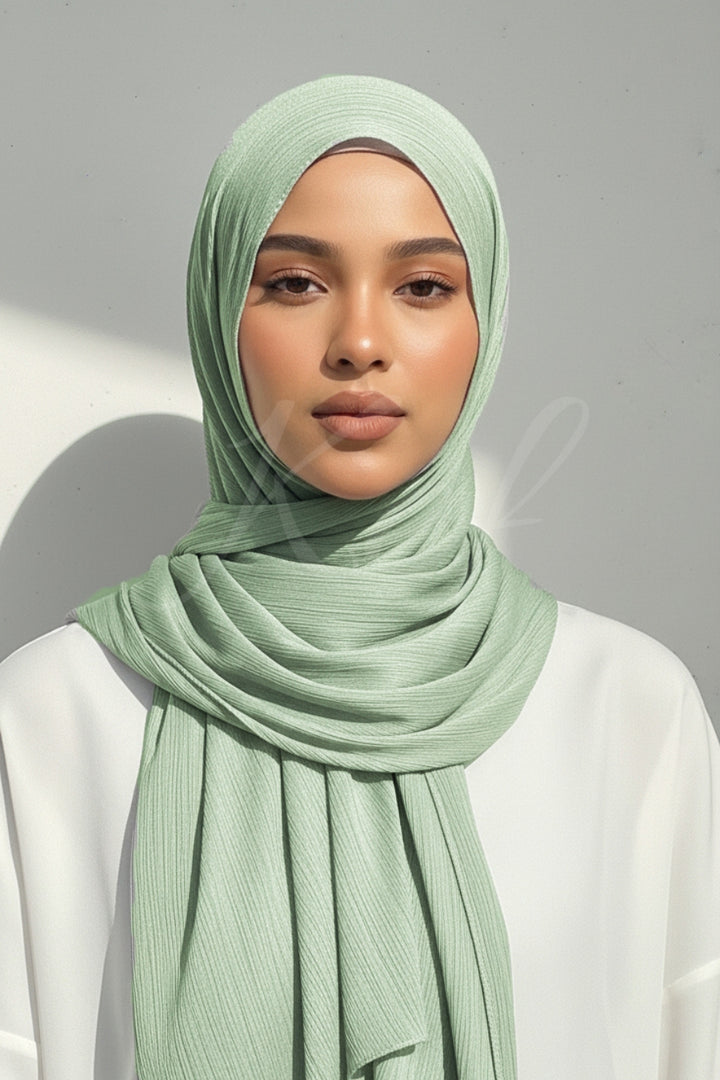 Crinkle Chiffon Hijab - Silver Lake (Matte)