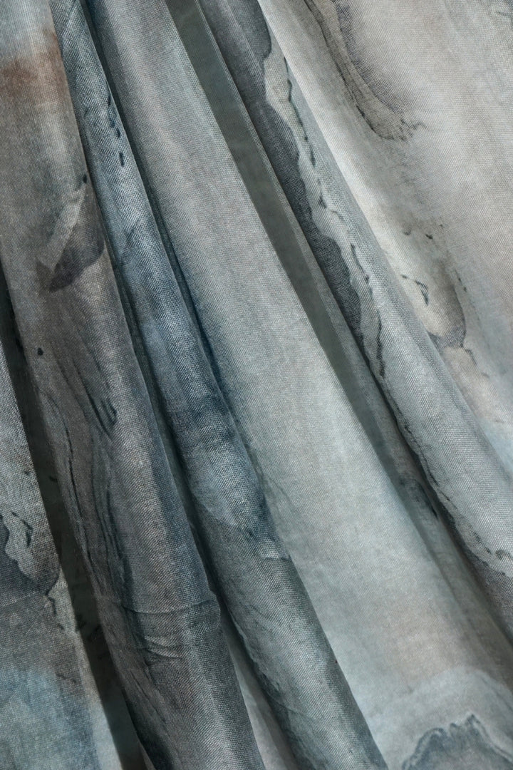 Printed Viscose Modal Hijab - Silver Lake Storm