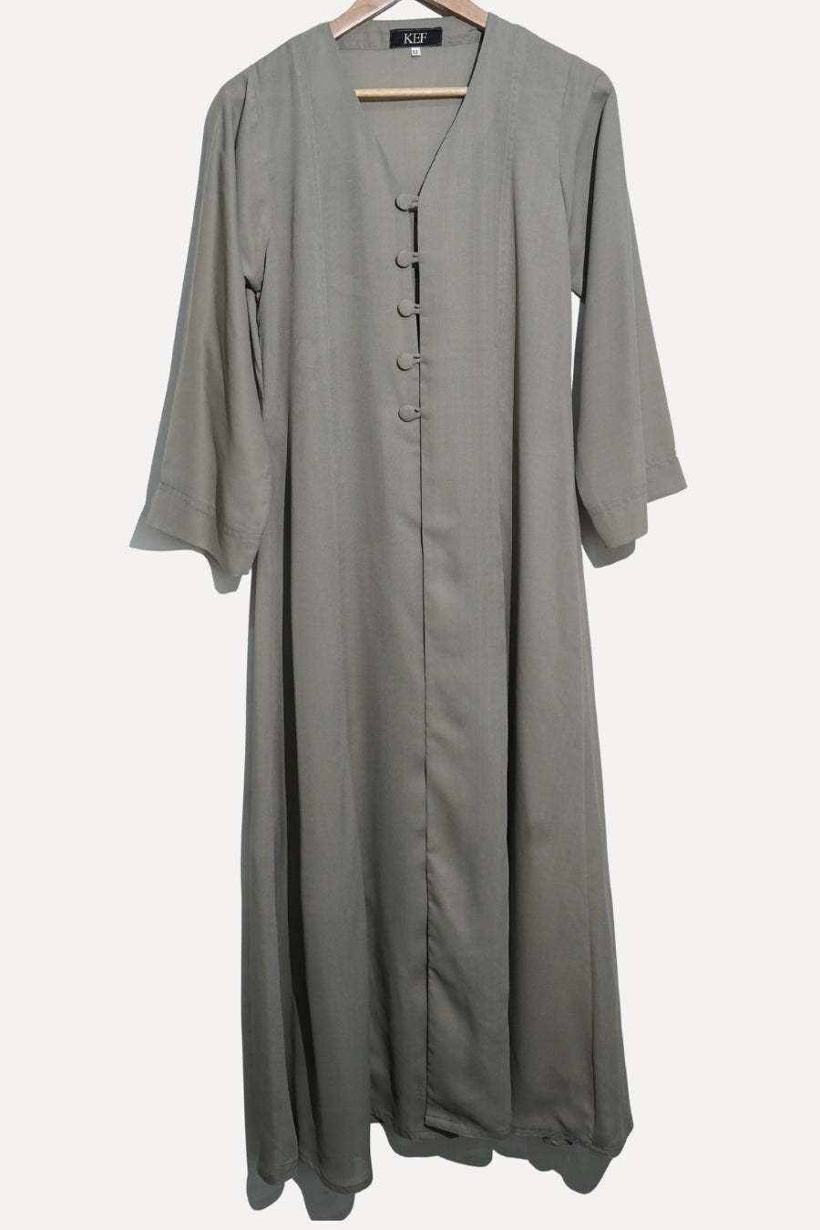 Sage Button-Front Abaya