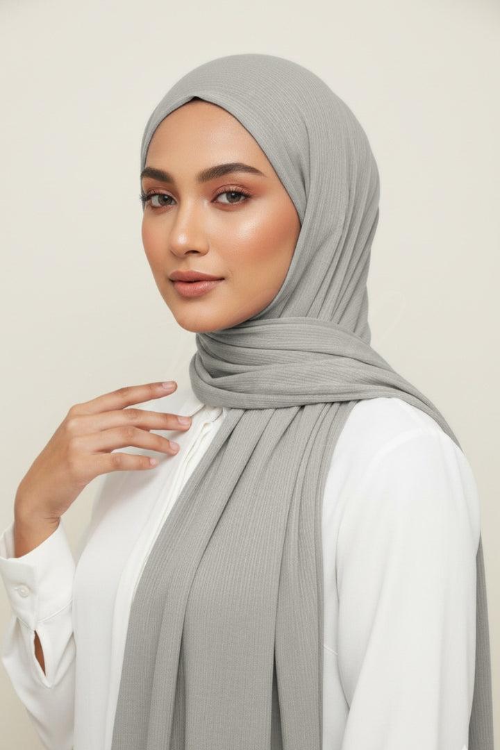 Bamboo Jersey Hijab - Silver